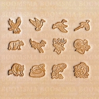 Animal set 3D mini 12 × 12 mm, 12 stamps + stamp handle (per set)