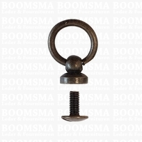 Button stud with ring antique brass plated Ø 10 mm (inside ring), total height with ring 19 mm (per 10 pieces)