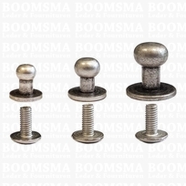 Button studs antique/mat silver  SMALL  A: bal Ø 5 mm - B: 3 mm, C: total height 7,5 mm (per 10)