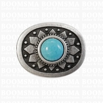 Concho: Concho with rivet  with turquoise stone (imitation) colour: antique silver (ea)