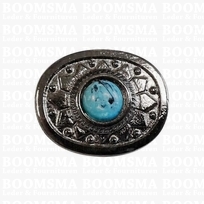 Concho: Concho with rivet  with turquoise stone (imitation) colour:gun metal (ea)