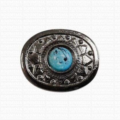 Concho: Concho with rivet  with turquoise stone (imitation) colour:gun metal (ea) - pict. 1