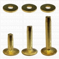 Rivets and burrs large  brass 12 mm, (rivet + burr)  cap Ø 11 mm, pin Ø 4mm (per 10)