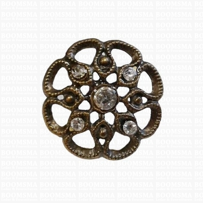Decoration with split pin 29 mm with synthetic crystals colour: L. Bronze - pict. 1