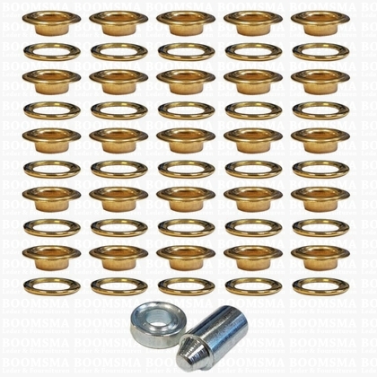 Eyelets: Eyelet kit + setter gold inside Ø 9,53 mm, PP24 (25 eyelets+washers per set) - pict. 1