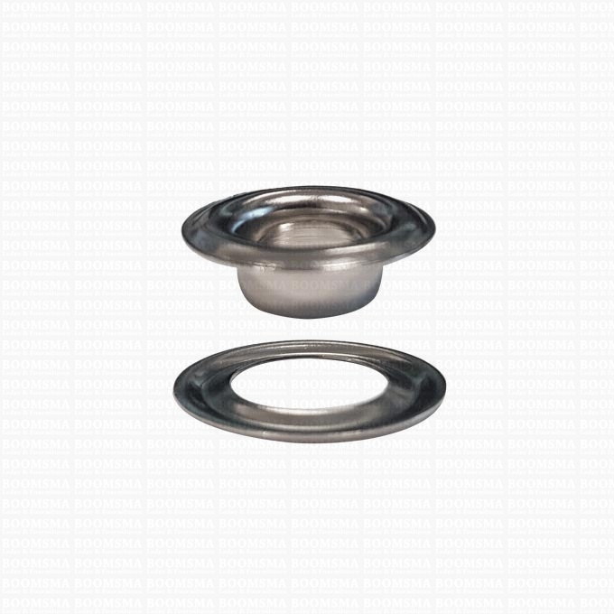 Buy your Eyelets: Eyelet or grommet large silver coloured 18,5 × 9,5 × 7 mm  (width × hole × height), art. VL40 + washer (per 100) online