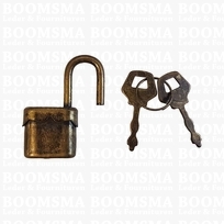 Lock deluxe antique brass plated 34 × 16 mm, padlock with two keys (ea)