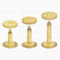Rivets and burrs small brass 10 mm, (rivet + burr)  cap Ø 10 mm, pin Ø 2.8mm (per 10) BRASS