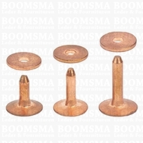 Rivets and burrs small brass (red) (copper) 10 mm, (rivet + burr)  cap Ø 10 mm, pin Ø 2.8mm (per 10) COPPER