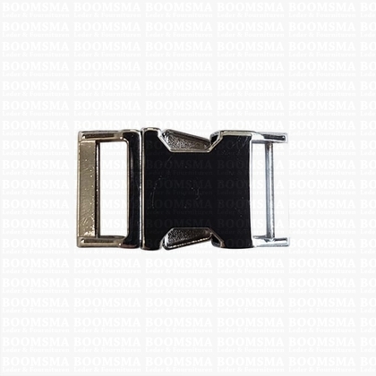 Side release buckle for collars silver fits 16 mm belt, 37 mm total length  (ea) - pict. 1