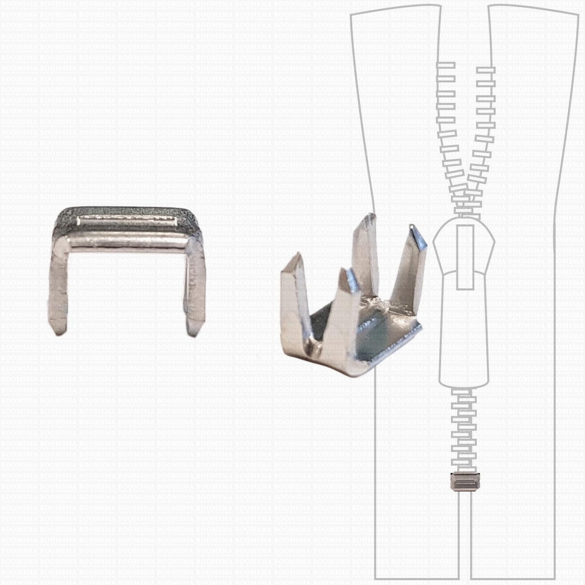 Buy your stops for zipper lower side silver Onderstop kram (25 stuks) online